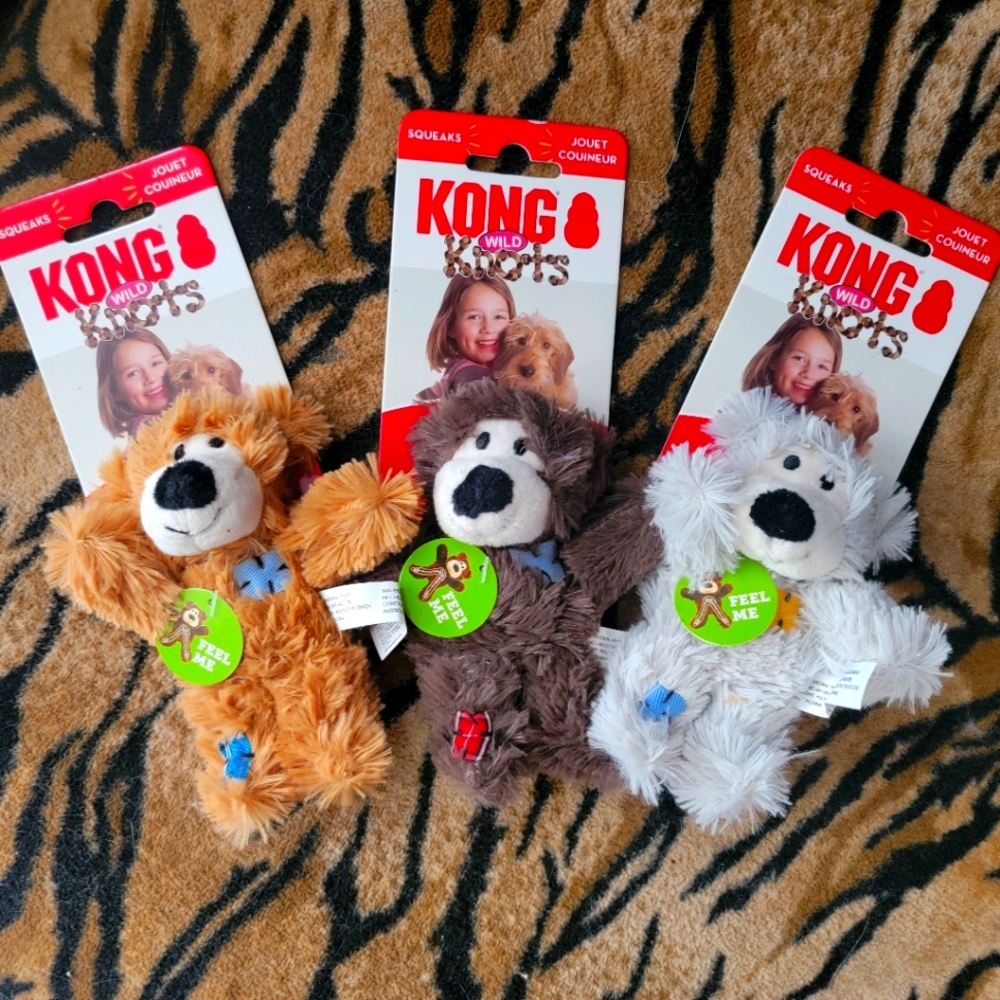 KONG Dog Wild Knots Plush Toy Bears Xsmall - Puppy Assorted Colors Each